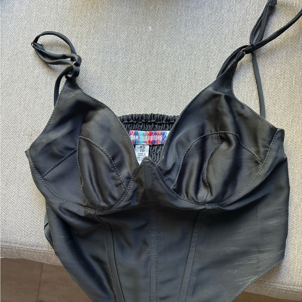 Black Satin Corset Top